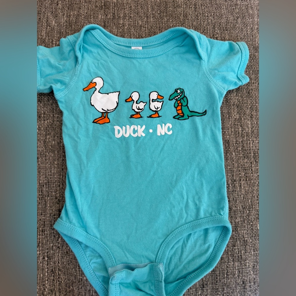 Duck NC Outer Banks Teal Graphic Baby Bodysuit 12M